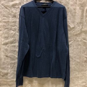 Mens XXL JL Powell Blue Cotton V-neck Sweater